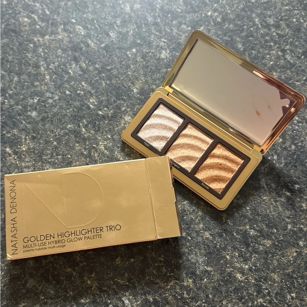 Natasha Denona NIB Golden Highlighter Trio Palette - Pearl/SunGlow/Bronze - Picture 2 of 7